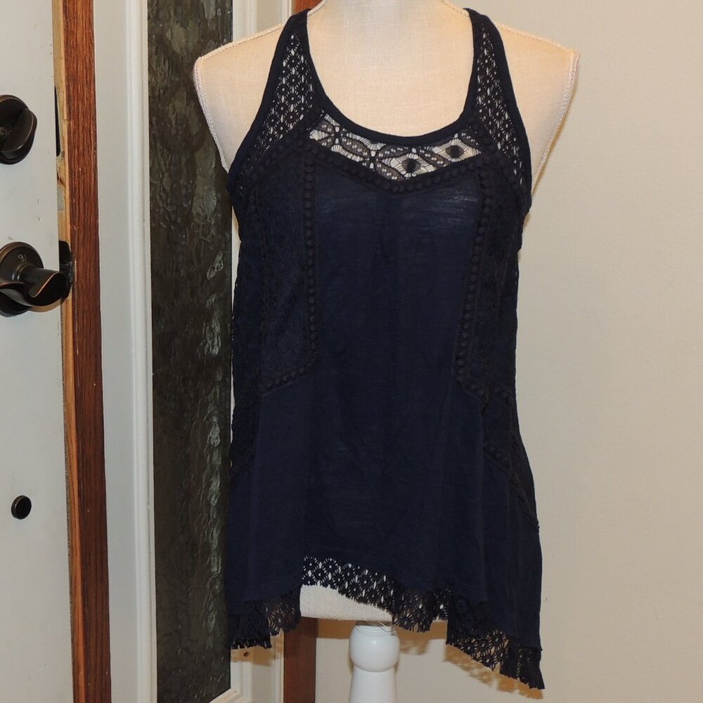 Maurices Navy Blue Lace Trim Racerback Tank Top Medium